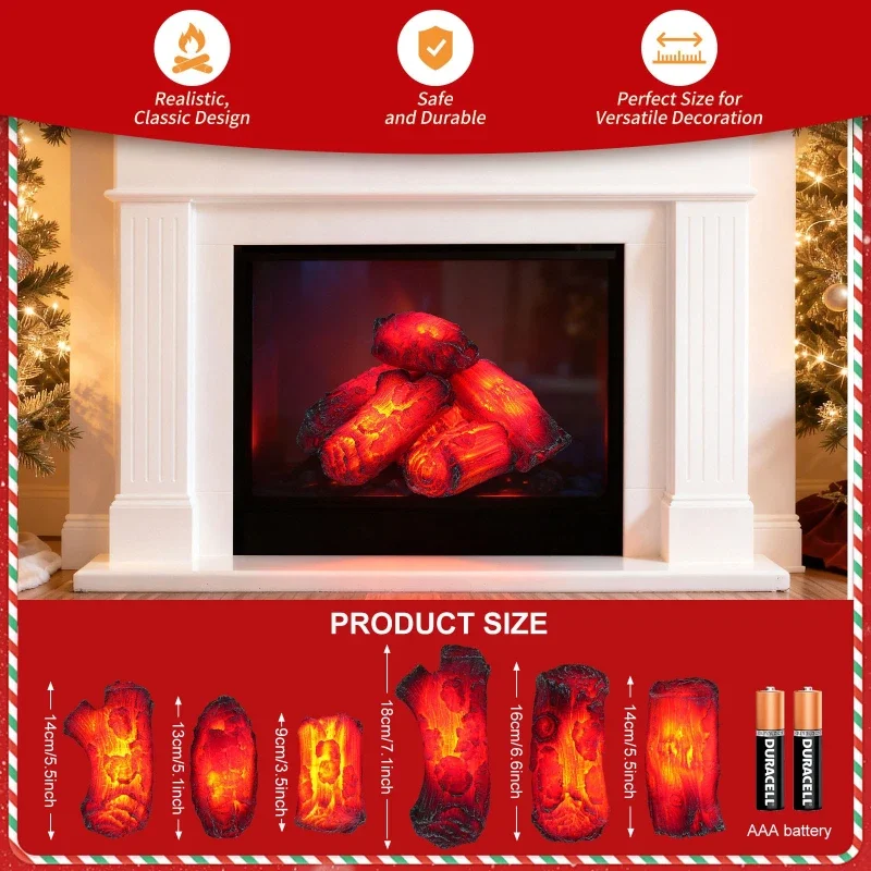 Fireplace Decoration Home Resin Simulation Bonsai Wood Bare Carbon 3D Fake Fire Carbon Fire Modern Ornamental LED Pot Charcoal