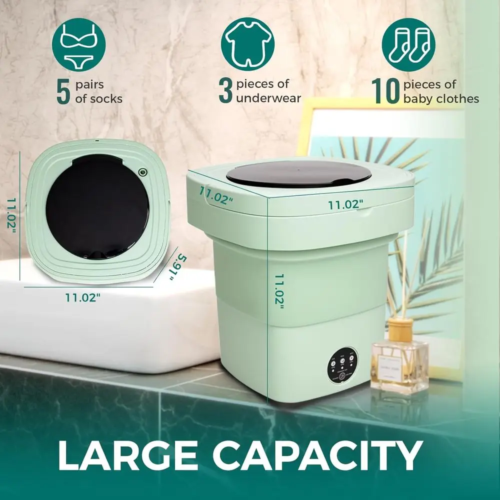 Portable Washing Machine Mini Washer - Compact, Foldable Countertop Clothes Washer & Dryer Combo, Small Portable Laundry Machine