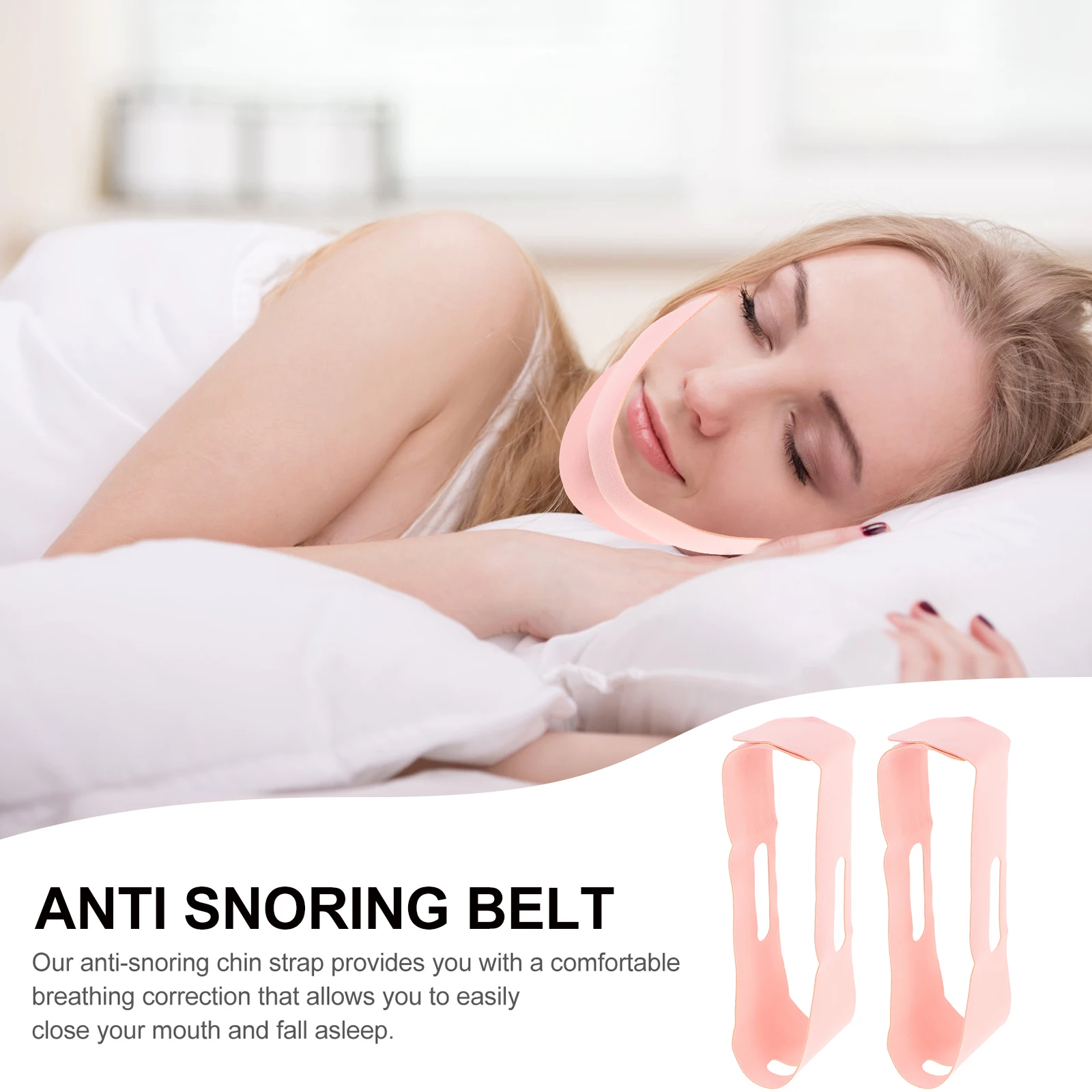 

2Pcs Snoring Prevention Strap Adjustable Anti Snore Chin Strap for Users Men Women Mesh Fabric Women Anti-Snore Band