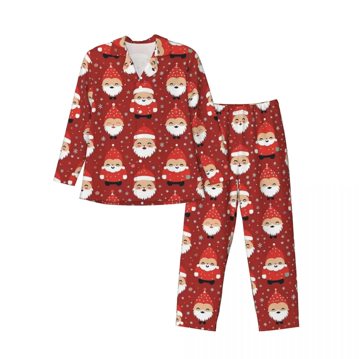 Bonito dos desenhos animados papai noel-casamentos de natal pijamas dos homens kawaii sono pijamas outono duas peças casual oversize gráfico conjuntos de pijama