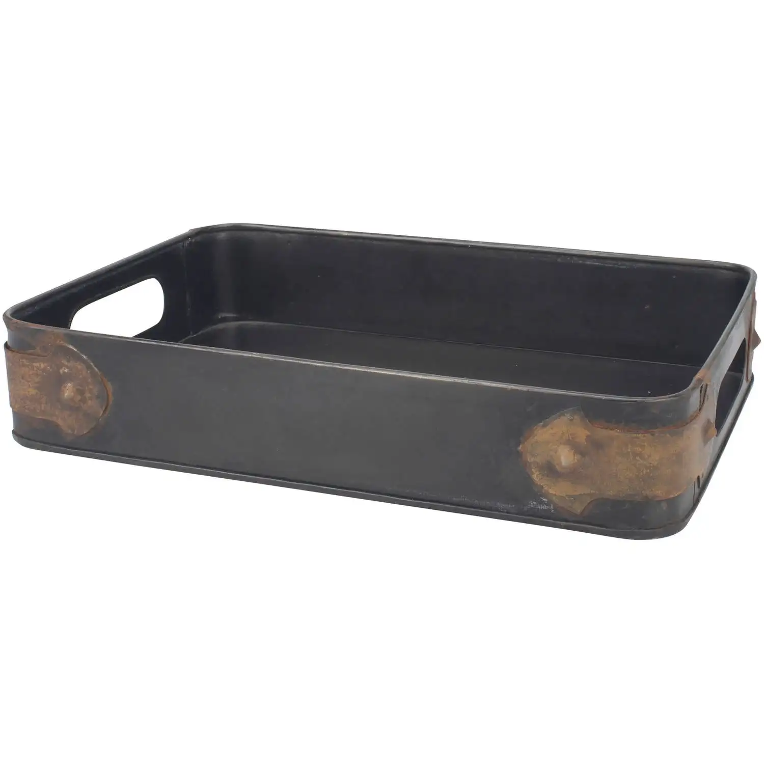 

Slate Steel Tray with Rust Trim