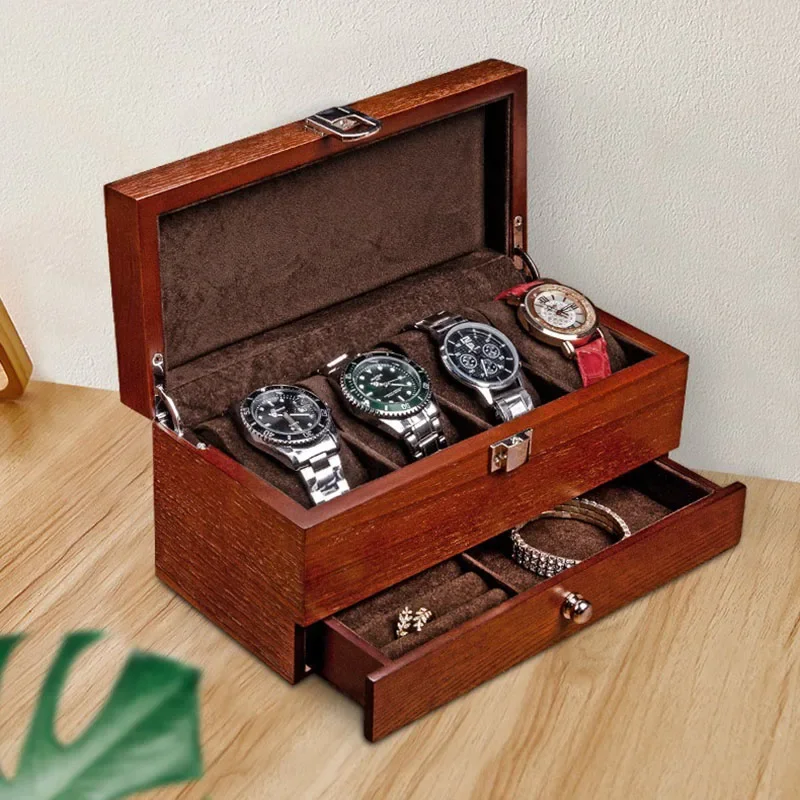 Small Watch Organizer Box Wooden Bracelet Ring Watches Storage Boxes Mechanical Wrist Watch Display Collection Gifts for Men