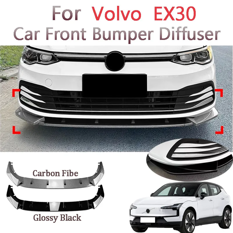 

5Pcs Car Front Bumper Splitter Lip Body Kit Lips Diffuser Lip Guard Anti-Collision Cover For Volvo EX30 2024-2025