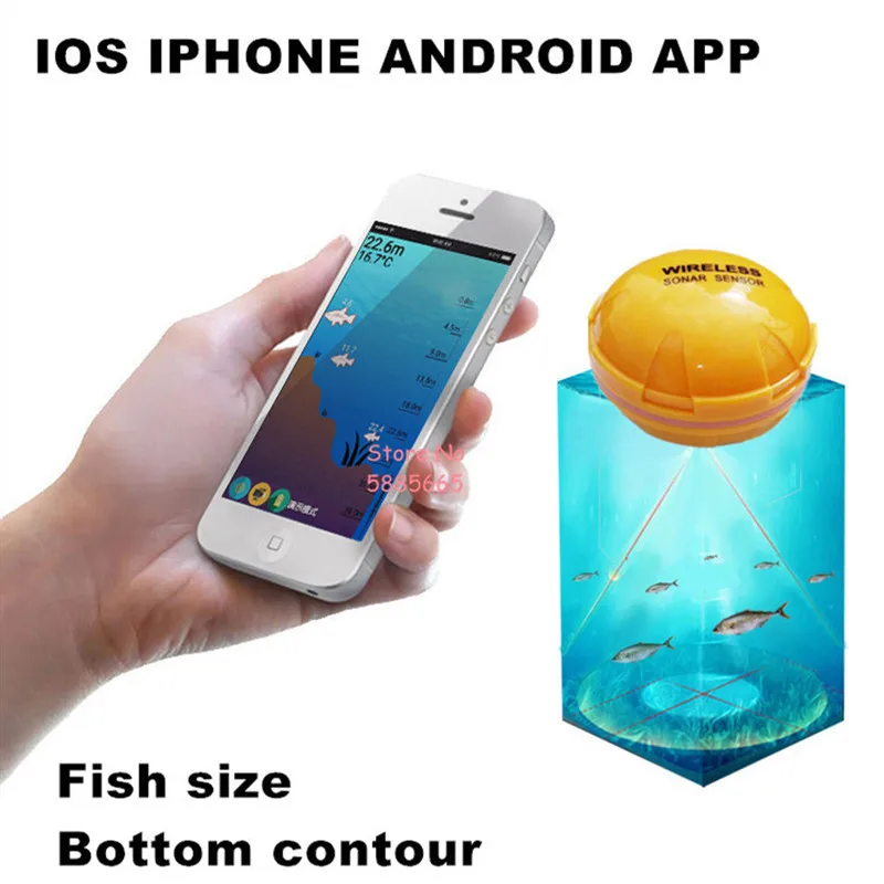 Wireless Smart Underwater Sonar Fish Finder Equipment 60M Distance IOS Android System Bluetooth APP HD Display Fish Detector