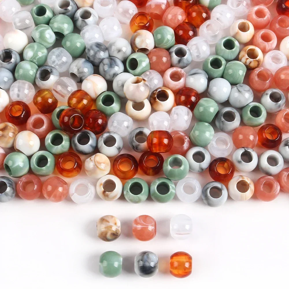 

20pcs Large 12mm Hole Marble Pattern Beads Loose Spacer Round Big Hole Gem Stone Beads for Jewelry Making Bracelet