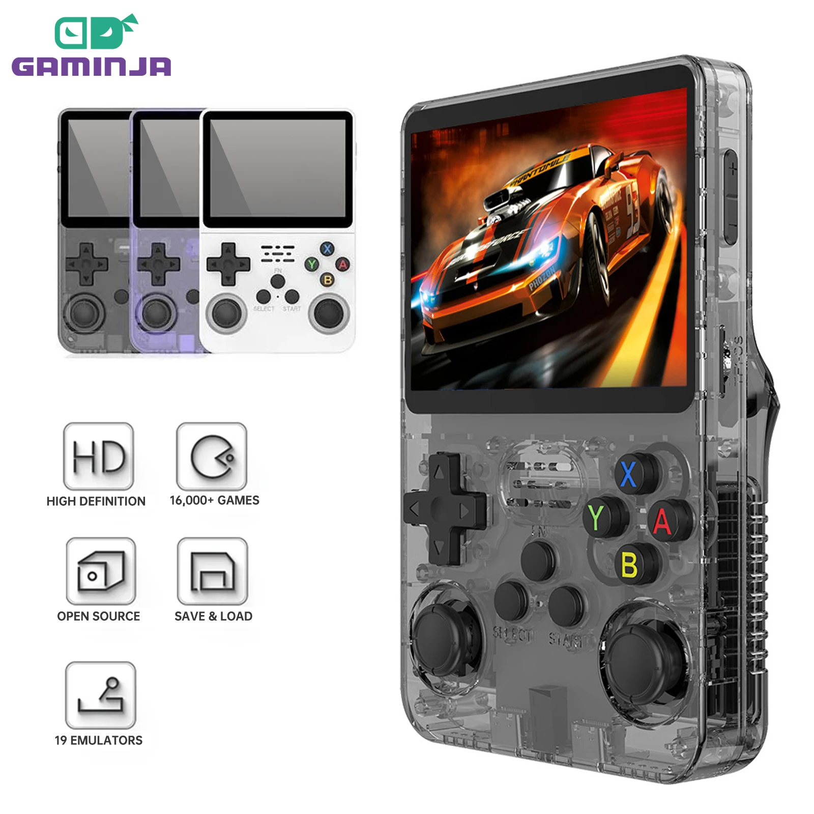 R36S Open Source Handheld Game Console 16000 Classic Games 3.5In IPS Screen Built in RK3566 Chip 64GB Card Retro Gaming Console