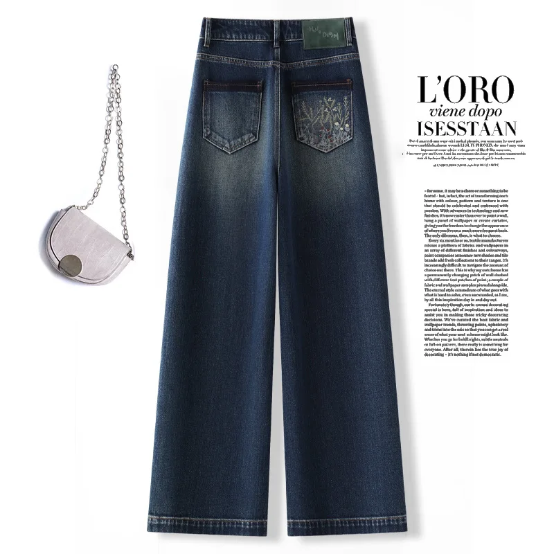 خريف موضة جديدة الراقية غسلها الدينيم السراويل الكورية نمط المرأة تنوعا عادية واسعة الساق السراويل العصرية #4