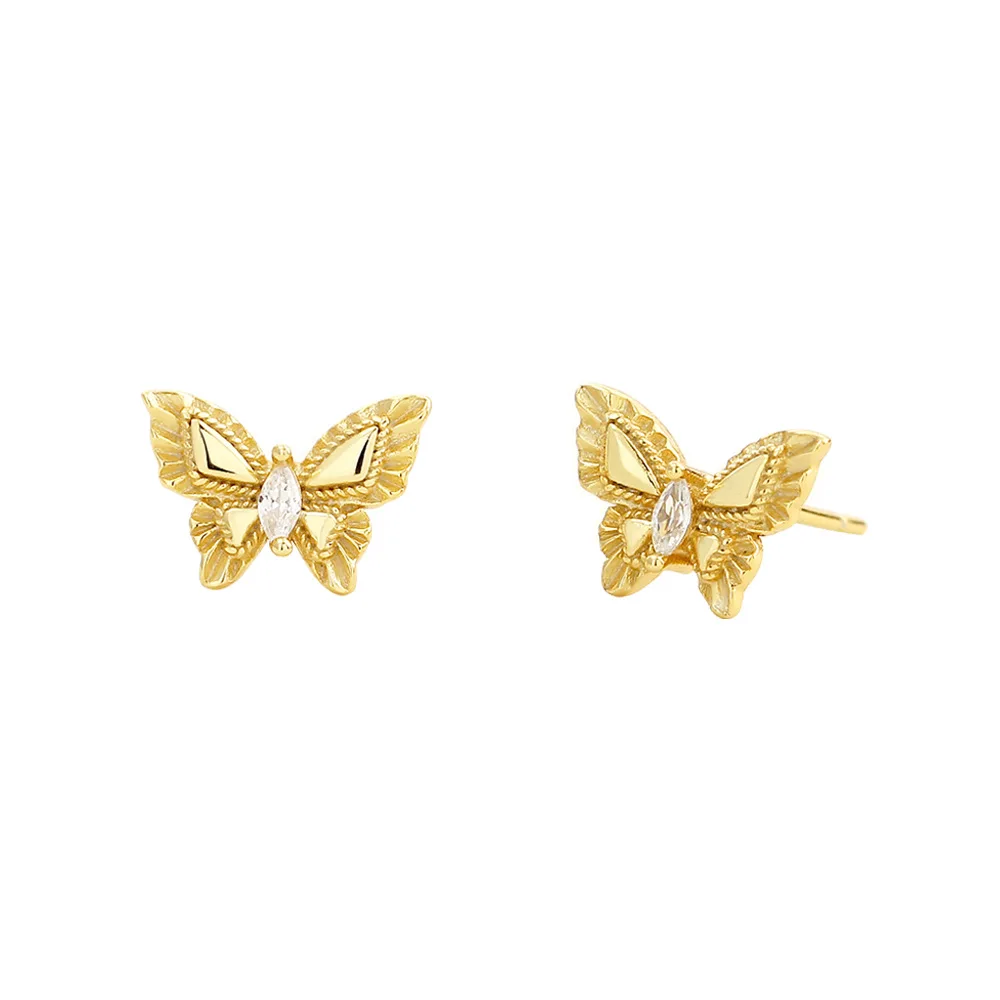 

CCFJOYAS 100% 925 Sterling Silver Super Fairy Butterfly Stud Earrings for Women Minimalist Cute Butterfly Earrings Fine Jewelry