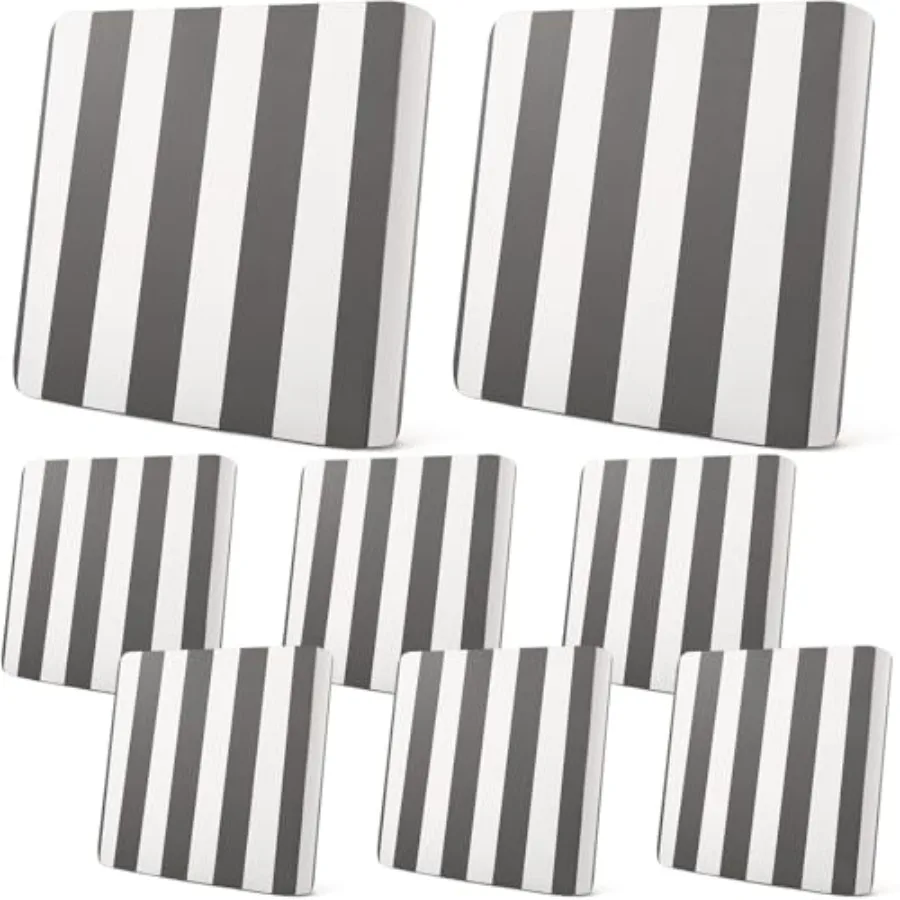 

8pcs Patio Stretch Cushion Covers Stripe Outdoor Cushion Covers Replacement Patio Furniture Couch Slipcover Sofa Chair Seat, Th