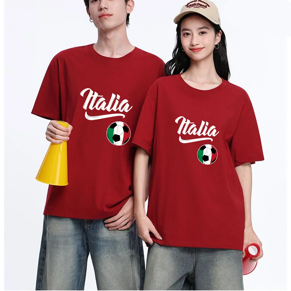 Italia Soccer Ball Print Printed T Shirt Cotton S-XXL Personalized Custom T Shirt Casual Short Sleeve Tee Aesthetic Graphic Top