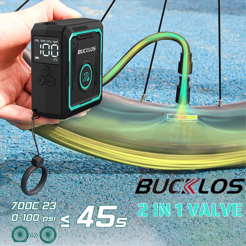 

BUCKLOS Mini Bike Electric Air Pump 2IN1 Valve Air Inflator 3-150PSI Multifunction Car E-Bike Scooter Tire Inflator MTB Parts