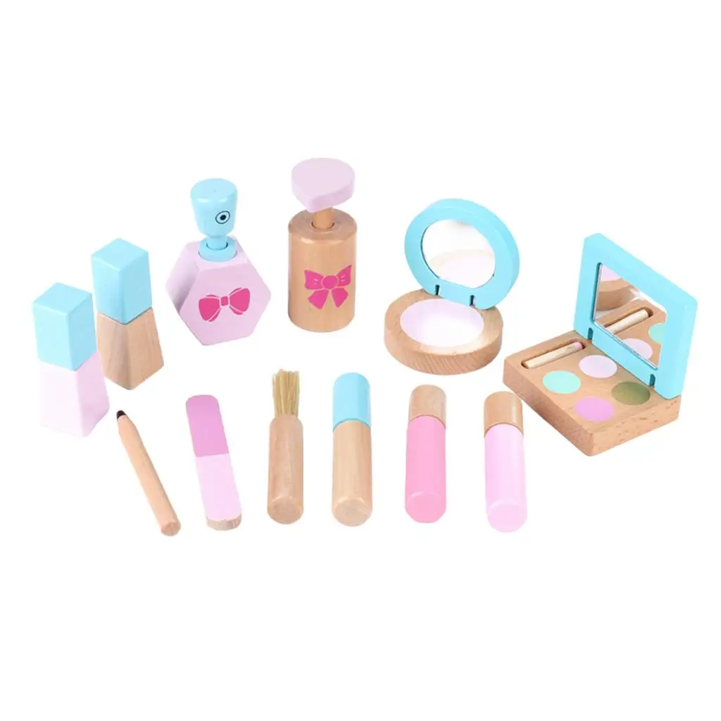 Wood Girl's Pretend Makeup Toy Kits Simulation Beauty Princess Makeup Birthday Gift for Kids Age 4-6 Years