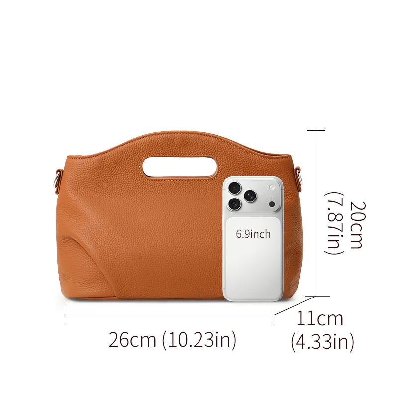 Aidrani Women Soft Cowhide Handbag, Hollow Cutout Top Handle Purse, Detachable Strap Crossbody Shoulder Bag for Work & Travel