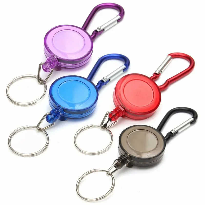 Carabiner Style Badge Reel Retractable Easy Pull Keys Badge Holder Reels Working Permit Clip Fishing Accessories