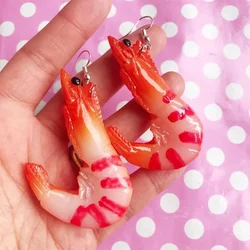 Funky large shrimp earrings Made from resin resin Great unusual statement earrings
