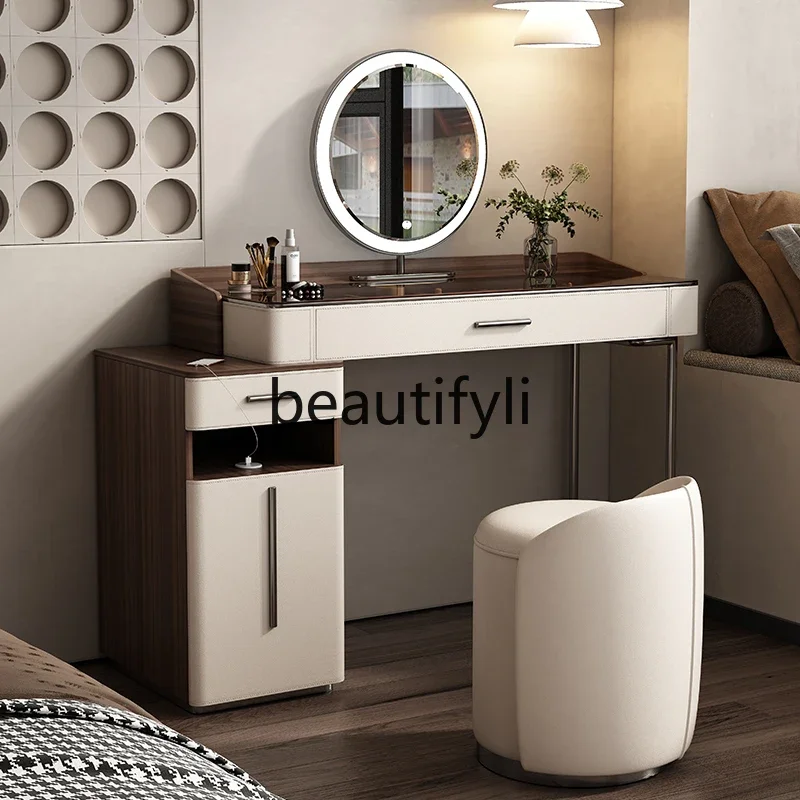 

A16 Light luxury dresser, minimalist small apartment storage cabinet integrated, new, premium glass makeup table