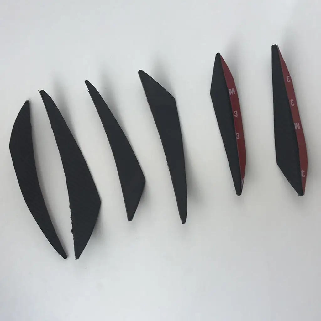 6x Front Bumper fin Splitter Decor Sticker Gloss Blackersal Decoration Vehicle Canards Dive Plates Spare Parts Easy to Install