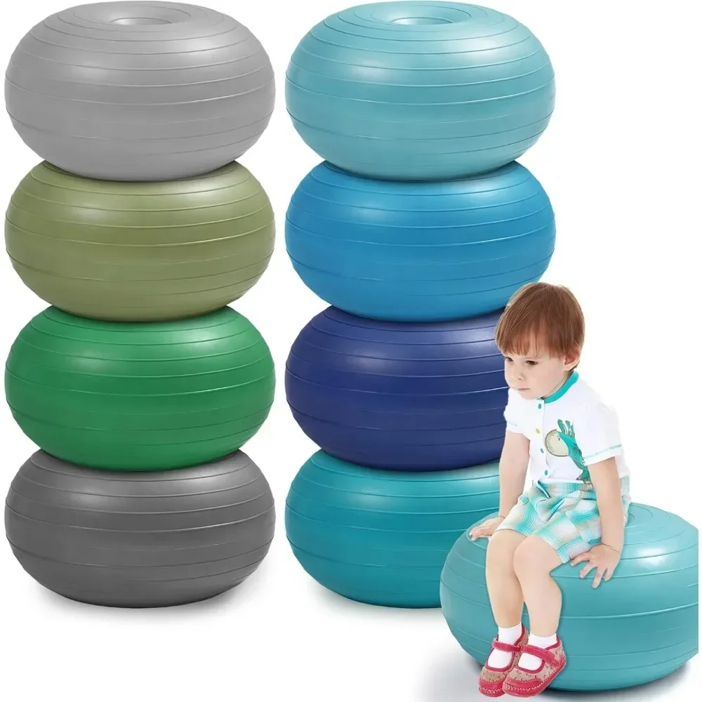 Inflável Donut Ball Chair com bomba de mão, assento flexível para sala de aula, Elementary Yoga Ball, 6 pcs