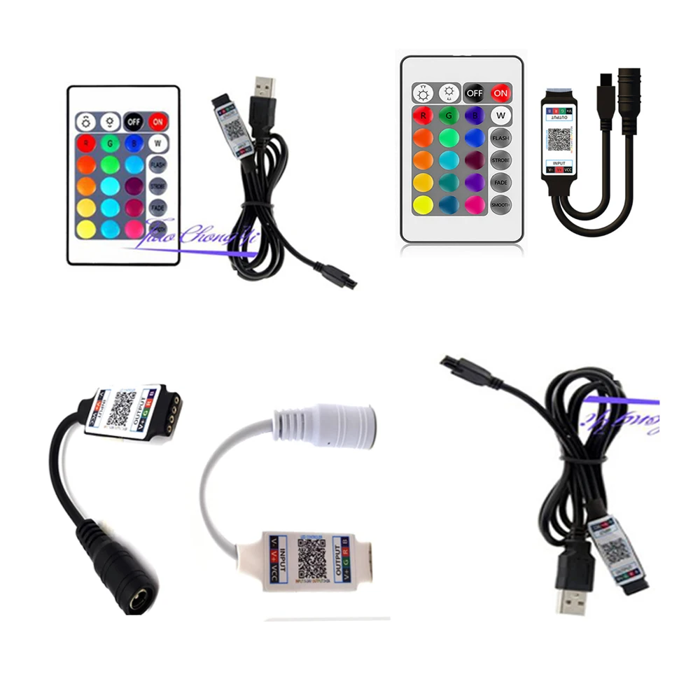 LED RGB Controller App Smart Bluetooth-compatible Controller, 24key IR USB remote for SMD 2835 3528 5050 RGB LED Strip Lights