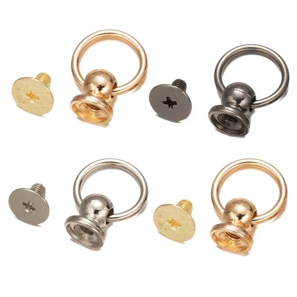 

20pcs Metal Ball Post With O Ring Studs Rivets Nail Screwback Round Head Spots Spikes Leather Craft phone case decor Accessories
