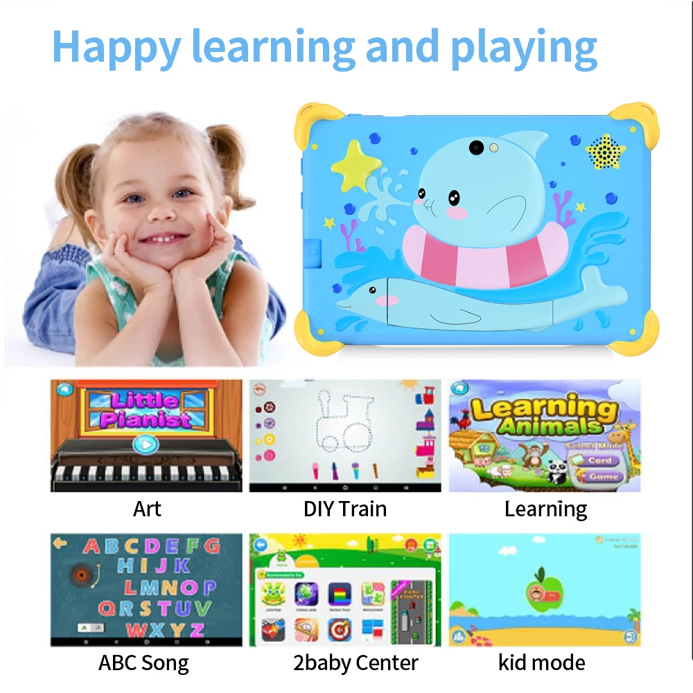 2024 New BDF 7 Inch Android Kids Tablet Google Play Quad Core 32GB ROM Dual Cameras Bluetooth 5G WiFi Tablets Children's Gifts