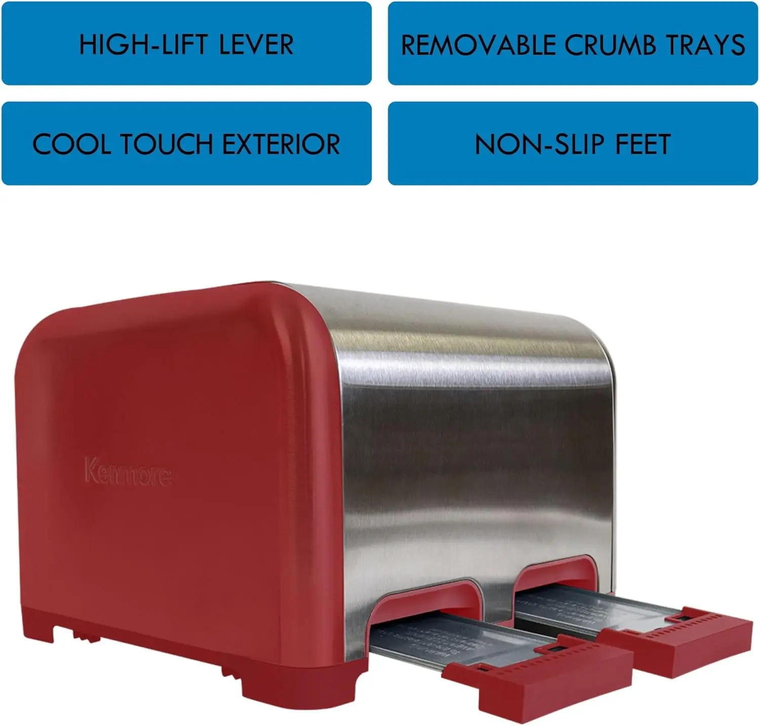 محمصة خبز كينمور من الفولاذ المقاوم للصدأ مكونة من 4 شرائح مع تذويب و9 إعدادات للظل لتحميص خبز المطبخ