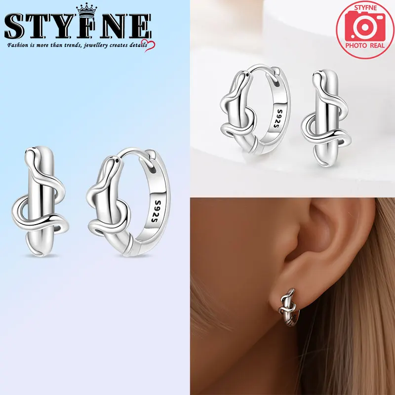 Animals Pets 925 Sterling Silver Spirit Snake Around Earrings Hoops Earrings Closet Pavé Women's Elegant Jewelry Accessories