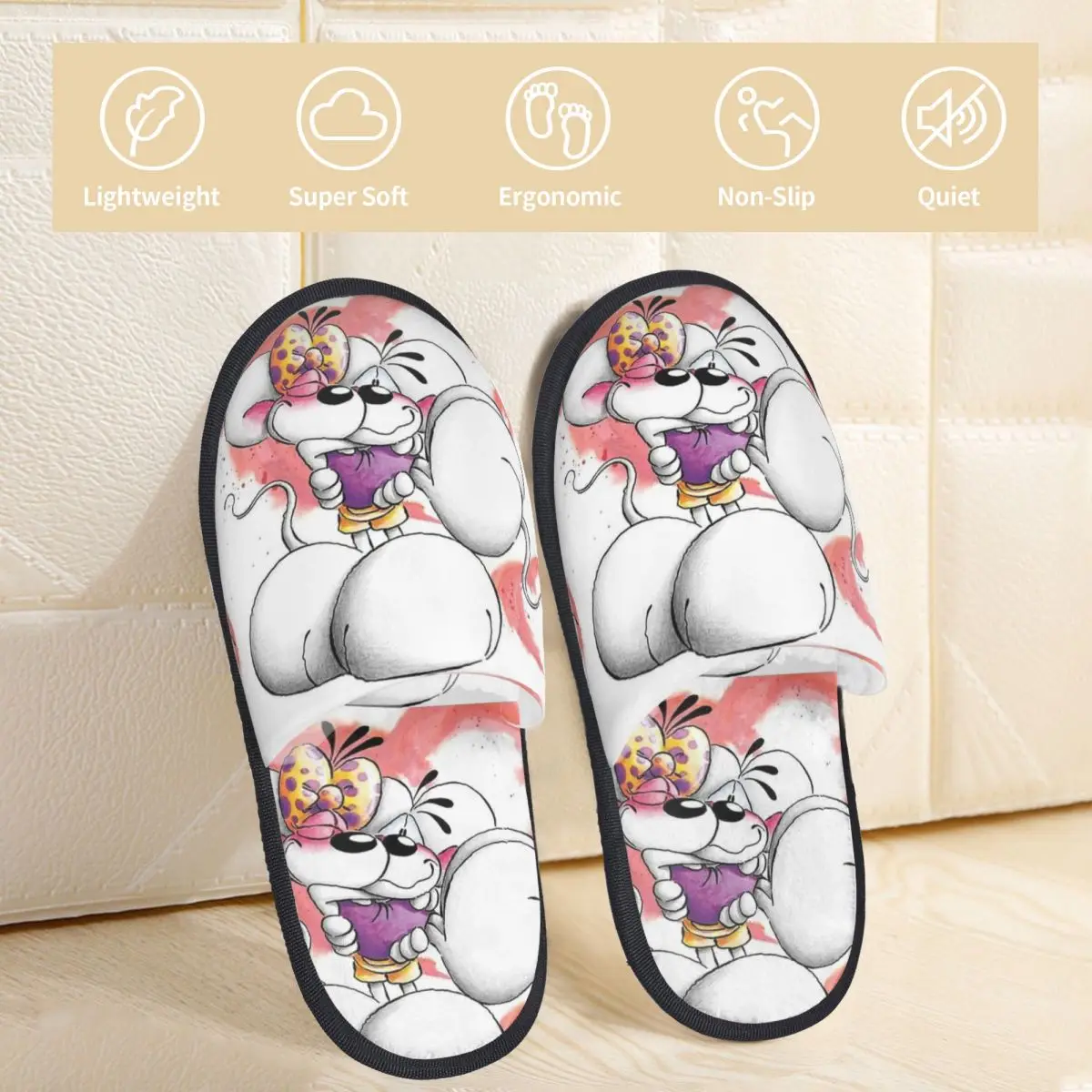 Winter Home Cotton Slippers Diddl Love Accessories Household Fur Slippers Slides Bedroom Cozy Anti Slip Slides