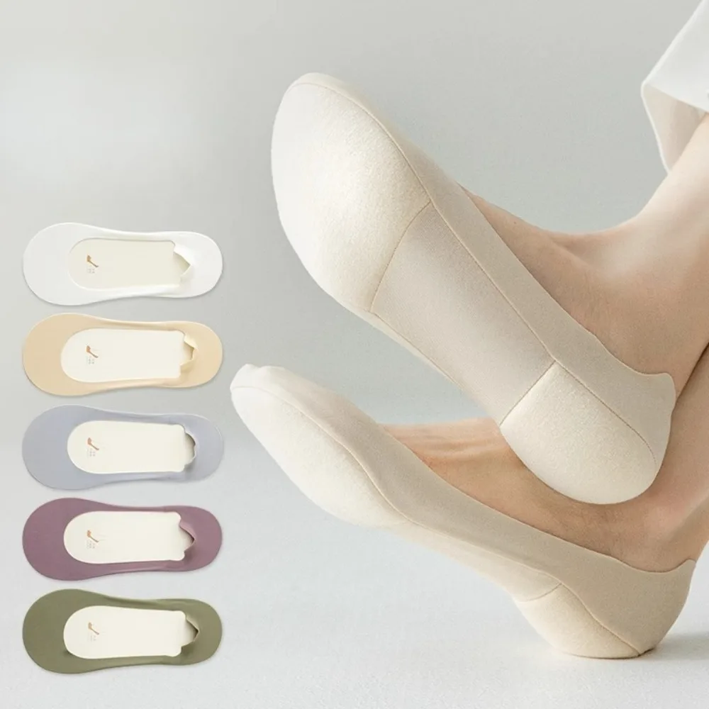 Women Invisible Boat Socks Soft Sponge Pads Summer Thin Ice Silk Breathable Non Slip Silicone Heel Grip Walking Foot Care Socks