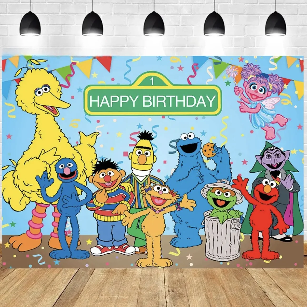 Halo Cartoon Sesame Street tema festa di compleanno decorazione sfondo bagno per bambini sfondo regalo per bambini decorazione per feste