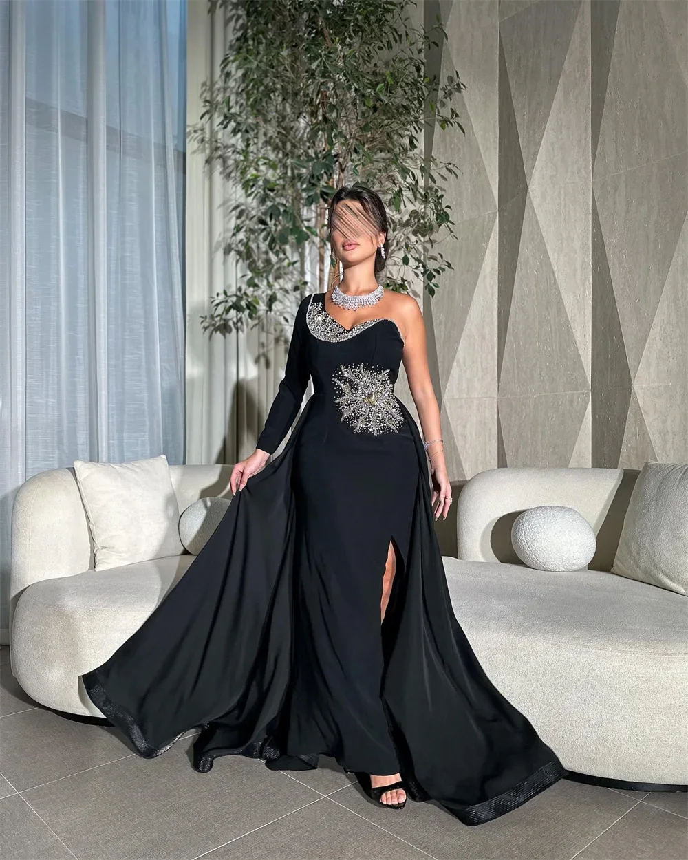 Customized Saudi Arabia Formal Gown Dearin One-shoulder Column Ankle Length Skirts Bespoke Occasion Dresses Evening Prom Dress