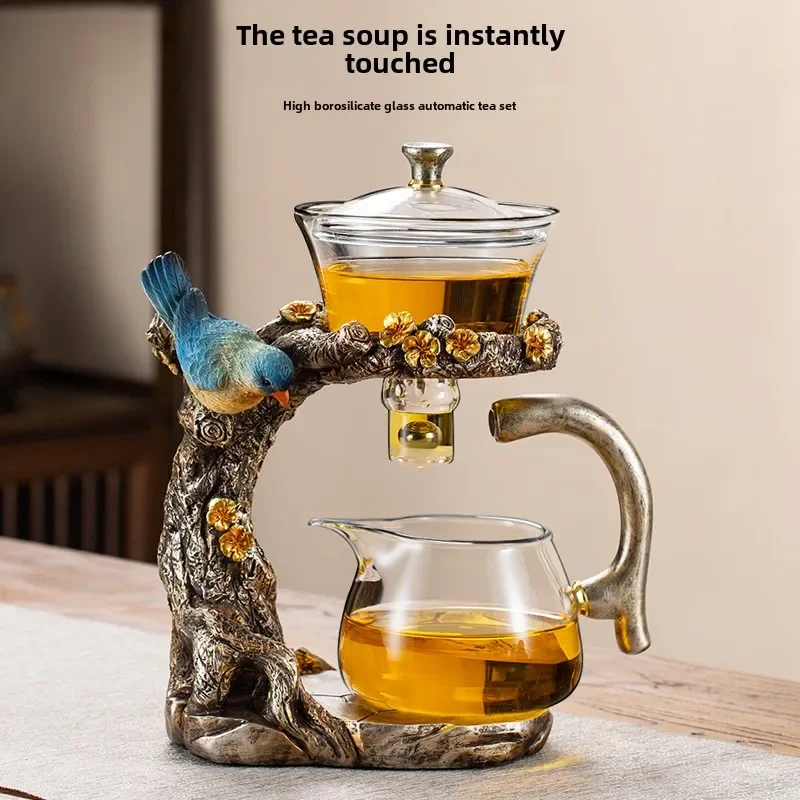 

Magnetic Glass Tea Set with 6 Cups & Teapot with Infuser, Modern Kung Fu Tea Set, Transparent Artware for Home & Gift