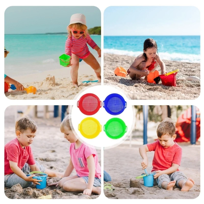 Y4QA Pack of 4 Kids Beach Sand Sifter Sifter Sifter Filler Toy Summer Actividad aire libre
