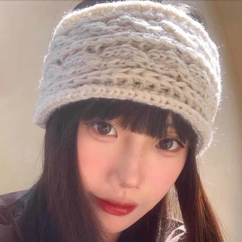 

Вязаная повязка для волос Y2K с узором «бабочка» для женщин в винтажном стиле, осенне-зимняя теплая ветрозащитная повязка-обруч для волос, аксессуары для головы