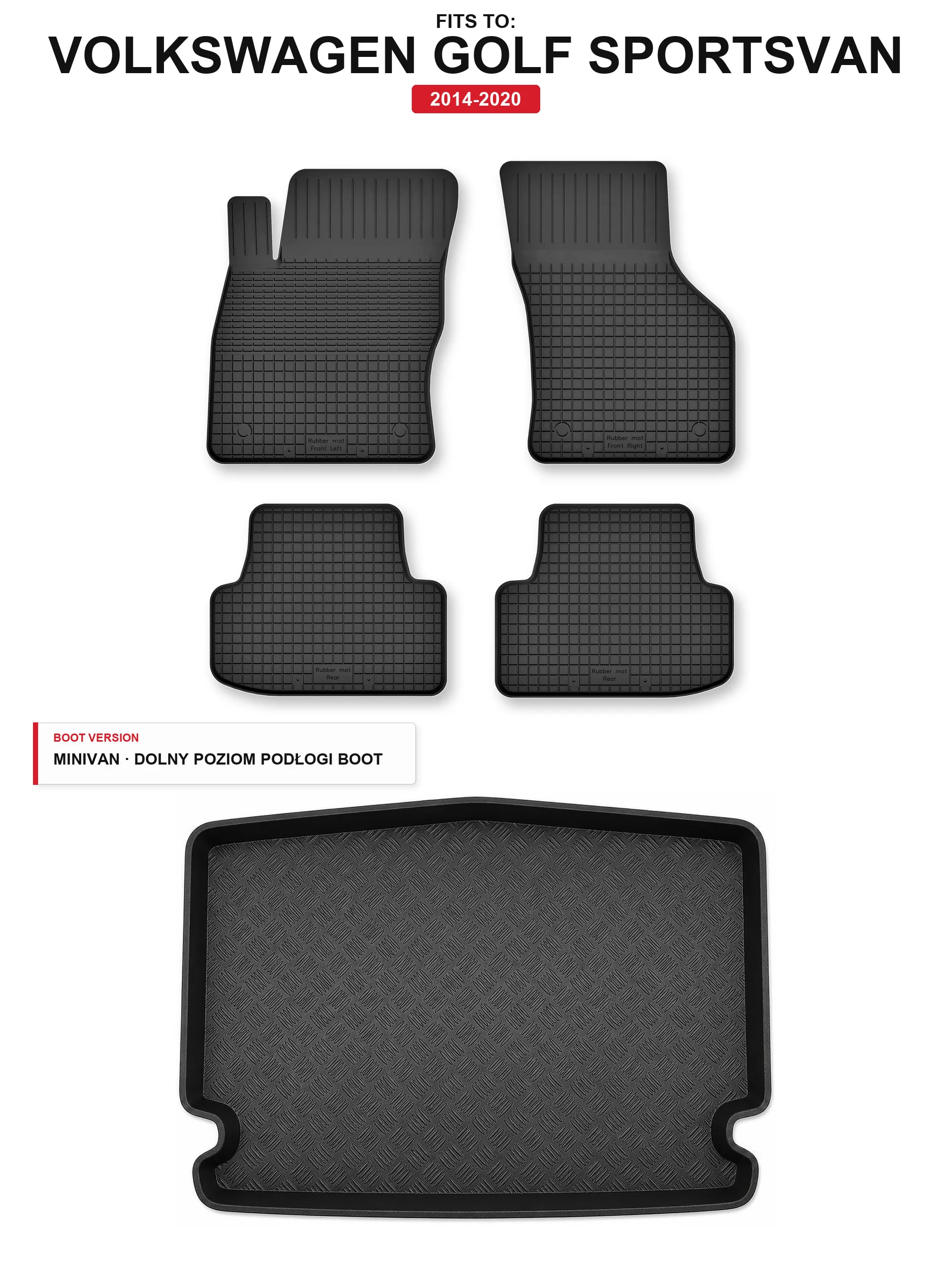 Automatten + kofferbakbeschermer voor: Volkswagen Golf Sportsvan 2014-2020