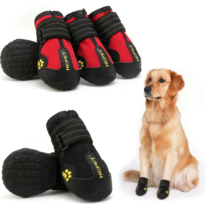 Reflective Large Dog Shoes Waterproof Dog Boots Anti-slip Soles Small Big Dogs Snow Booties for Golden Retriever Poodle Labrador