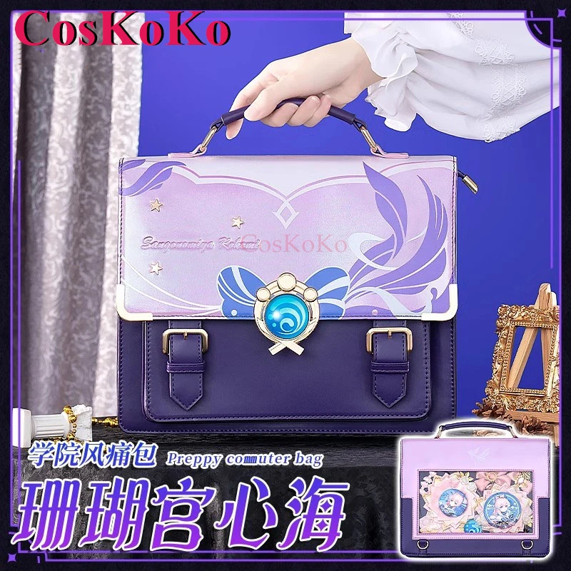 

CosKoKo Sangonomiya Kokomi Cosplay Genshin Impact Theme Impression Pack Preppy Commuter Backpack Messenger Bag Fashion Itabag