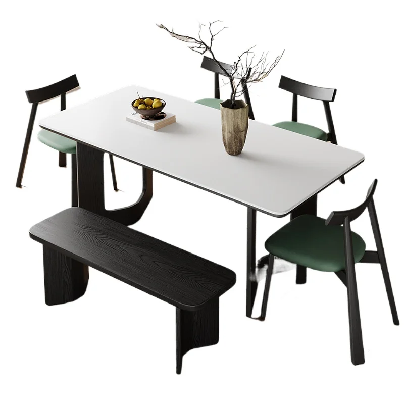 

Fengyan slab dining table and chairs, combined modern simple small apartment, medieval home use, eating table