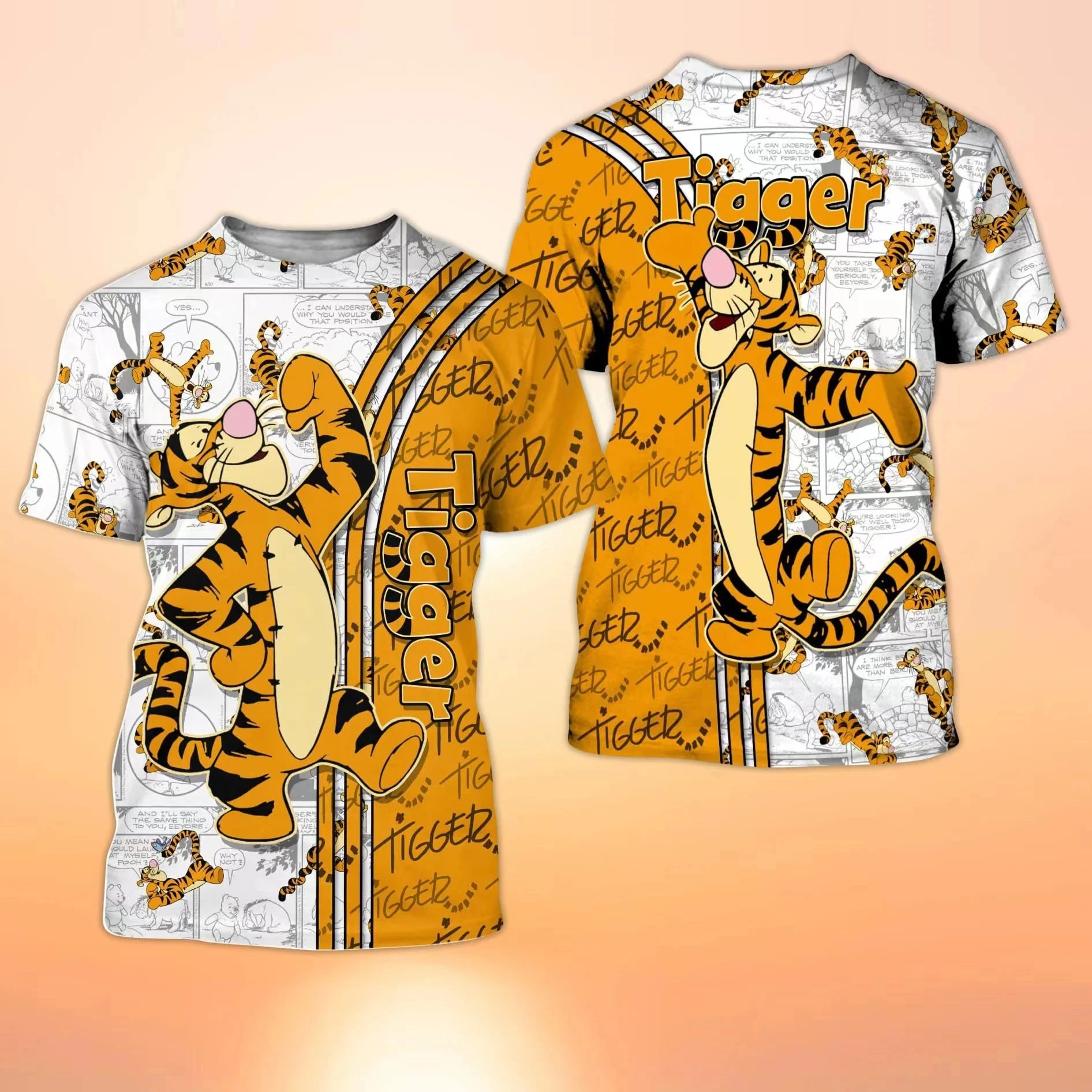 MINISO Cartoon T-Shirts Lovely Winnie the Pooh 3d Printed Streetwear Fashion Oversized Casual T Shirts Kids/ Adults Tops Clothes