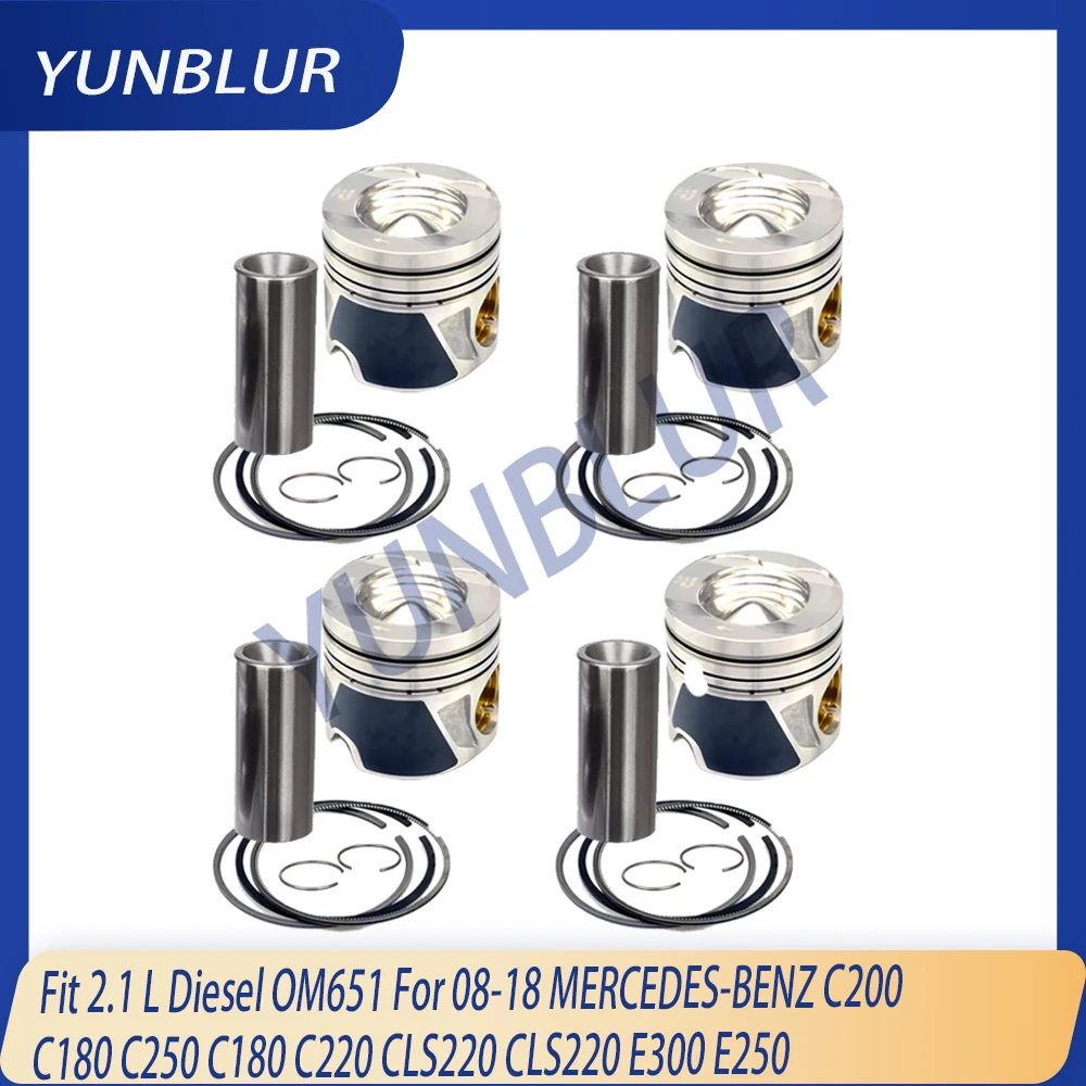 STD Engine Piston & Rings Set Fit 2.1 L Diesel OM651 For 08-18 MERCEDES-BENZ C200 C180 C250 C180 C220 CLS220 CLS220 E300 E250