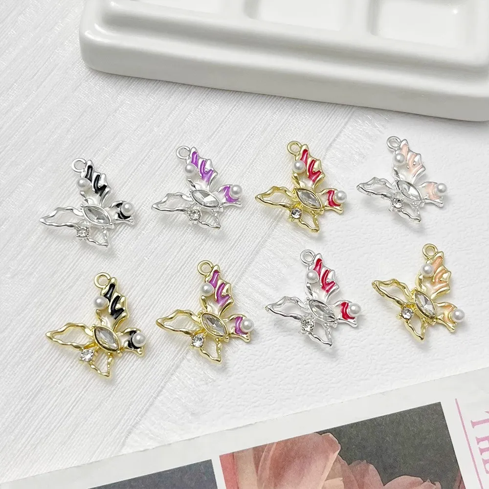 

Korean-style Simple Oil-dripping Alloy Colored Hollowed-out Butterfly Diagonal Pendant DIY Necklace Sweater Chain Accessory