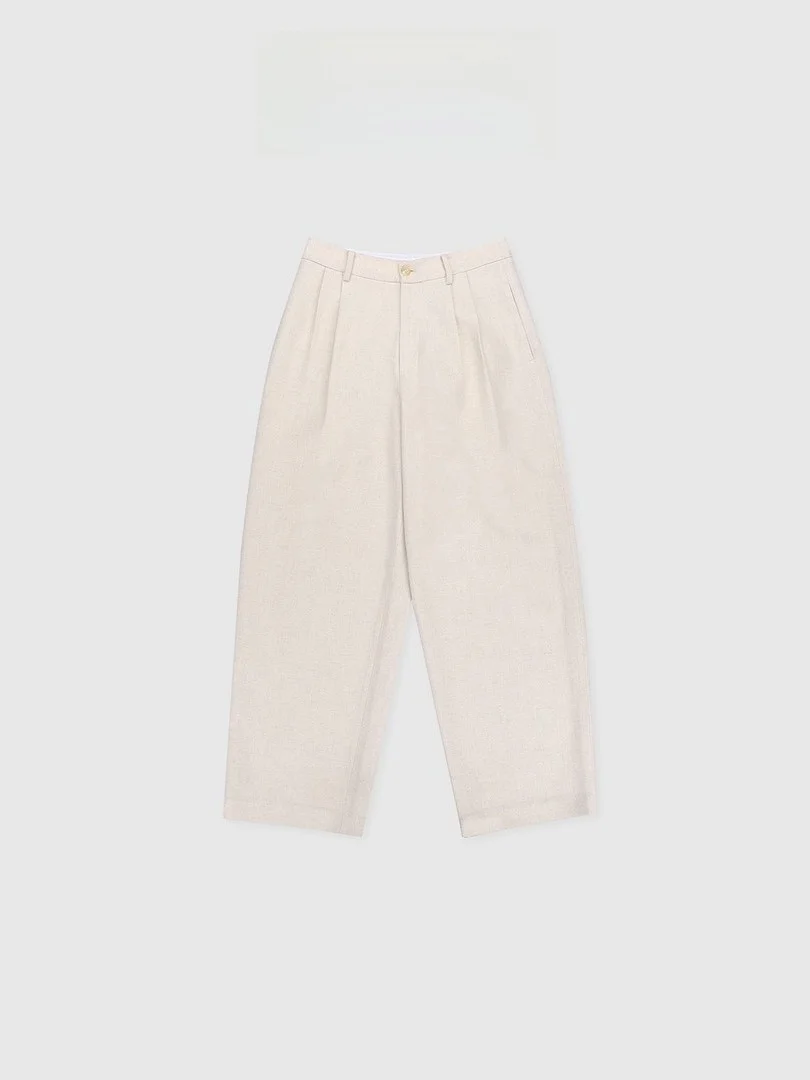 

Зимняя коллекция: Шелковые шерстяные брюки бежевого цвета, прямого кроя, с пуговицами на талии, женские, модные, Baatone