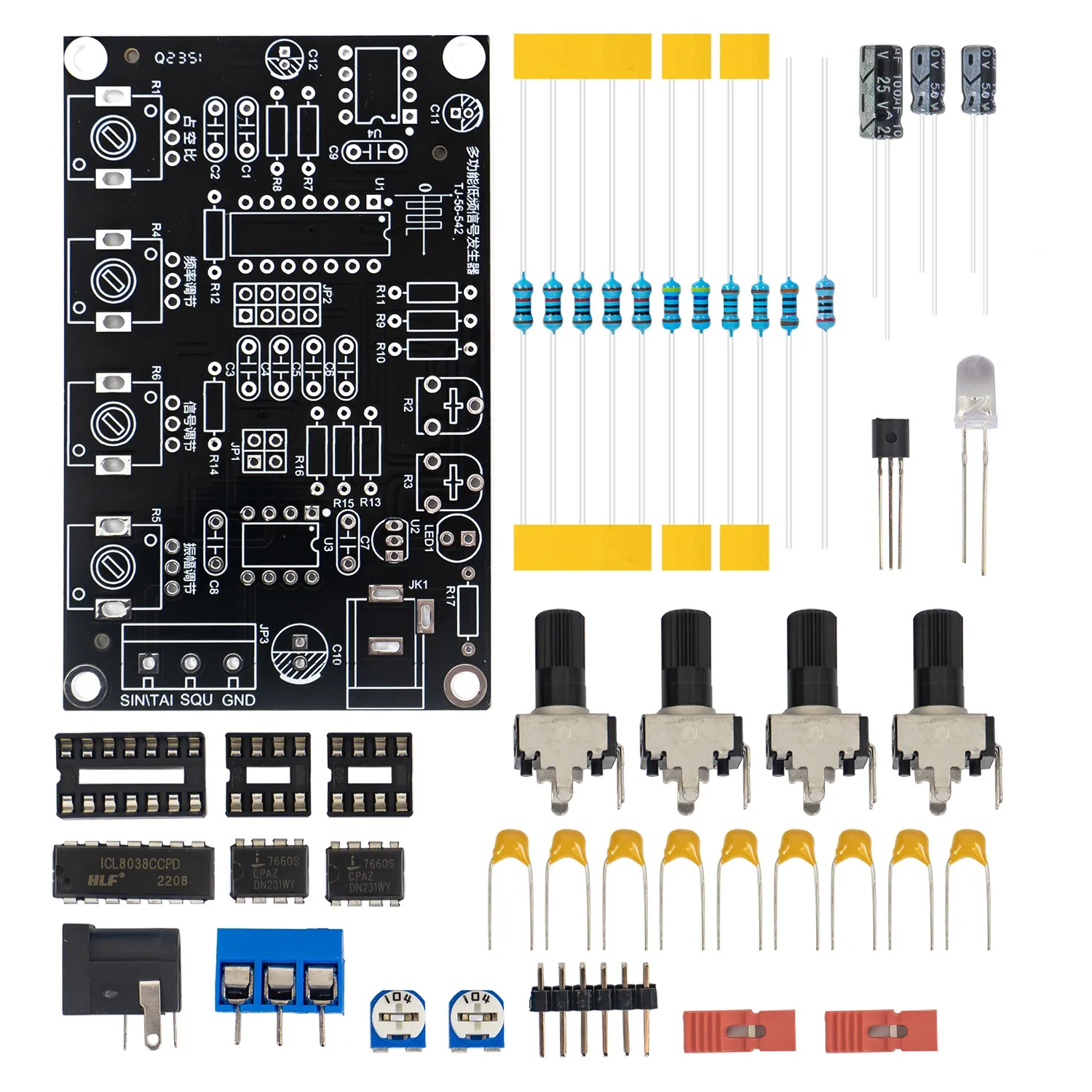 Output 5Hz~400kHz ICL8038 Signal Generator DIY Electronic Kits Multi-function Low-frequency Self Assembly Component Parts