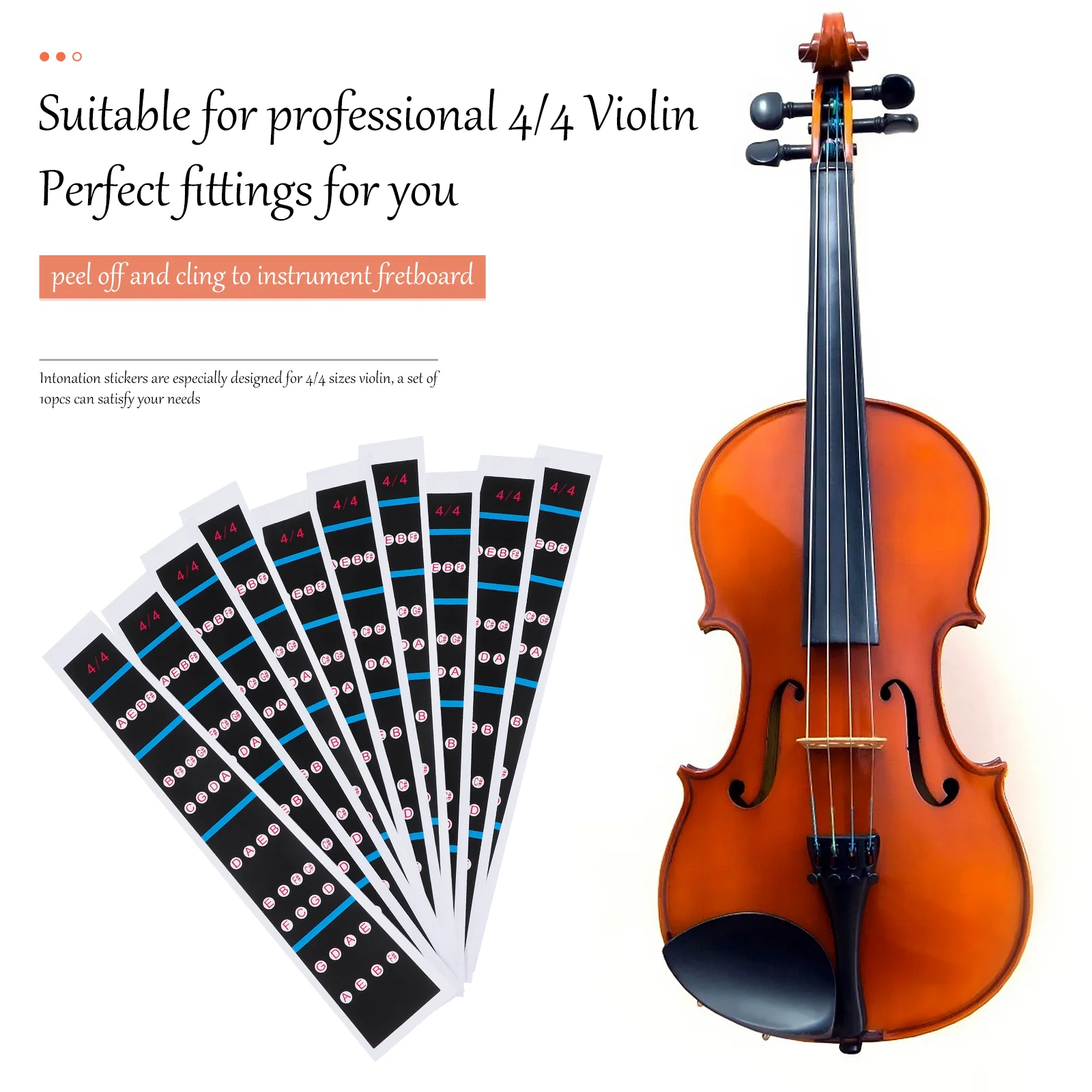 10 Sheets Violin Finger Guide Fingerboard Sticker Stickers Fretboard for Intonation