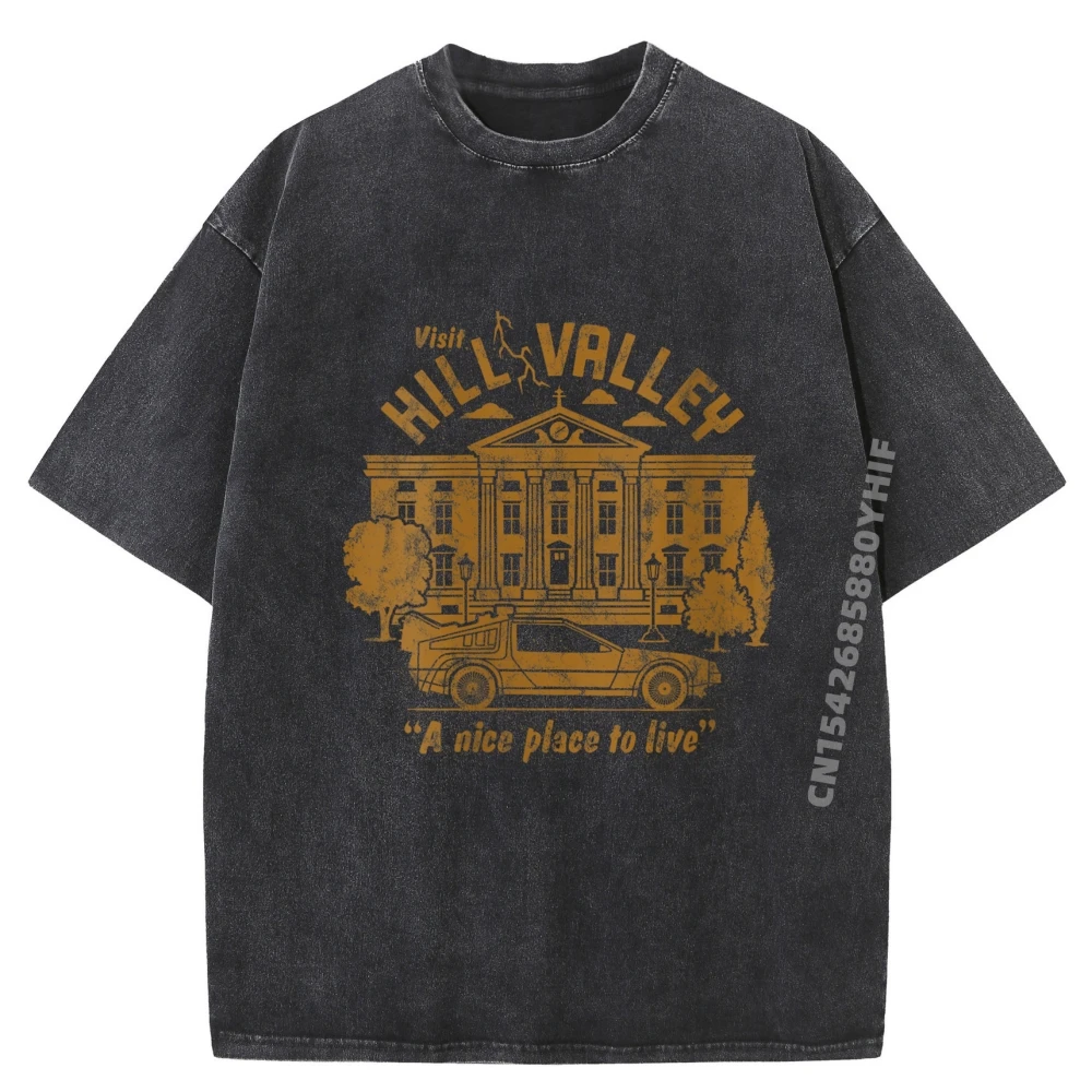 

Последняя футболка с принтом Party To The Future Visit Hill Футболка с рисунком Мужские топы и футболки Винтажная стираная футболка