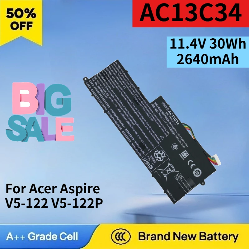 New AC13C34 11.4V 30Wh 2640mAh Battery for Acer Aspire V5-122 V5-122P V5-132 V3-111 E3-111 E3-112 High Quality Laptop Battery