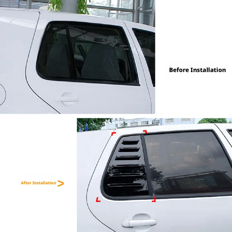 

MK8 8 GTI R 2020+Rear Triangle Window Louver Sunshade Cover 3D Sport Design Easy Install Adhesive ABS Cover Film Exterior Access