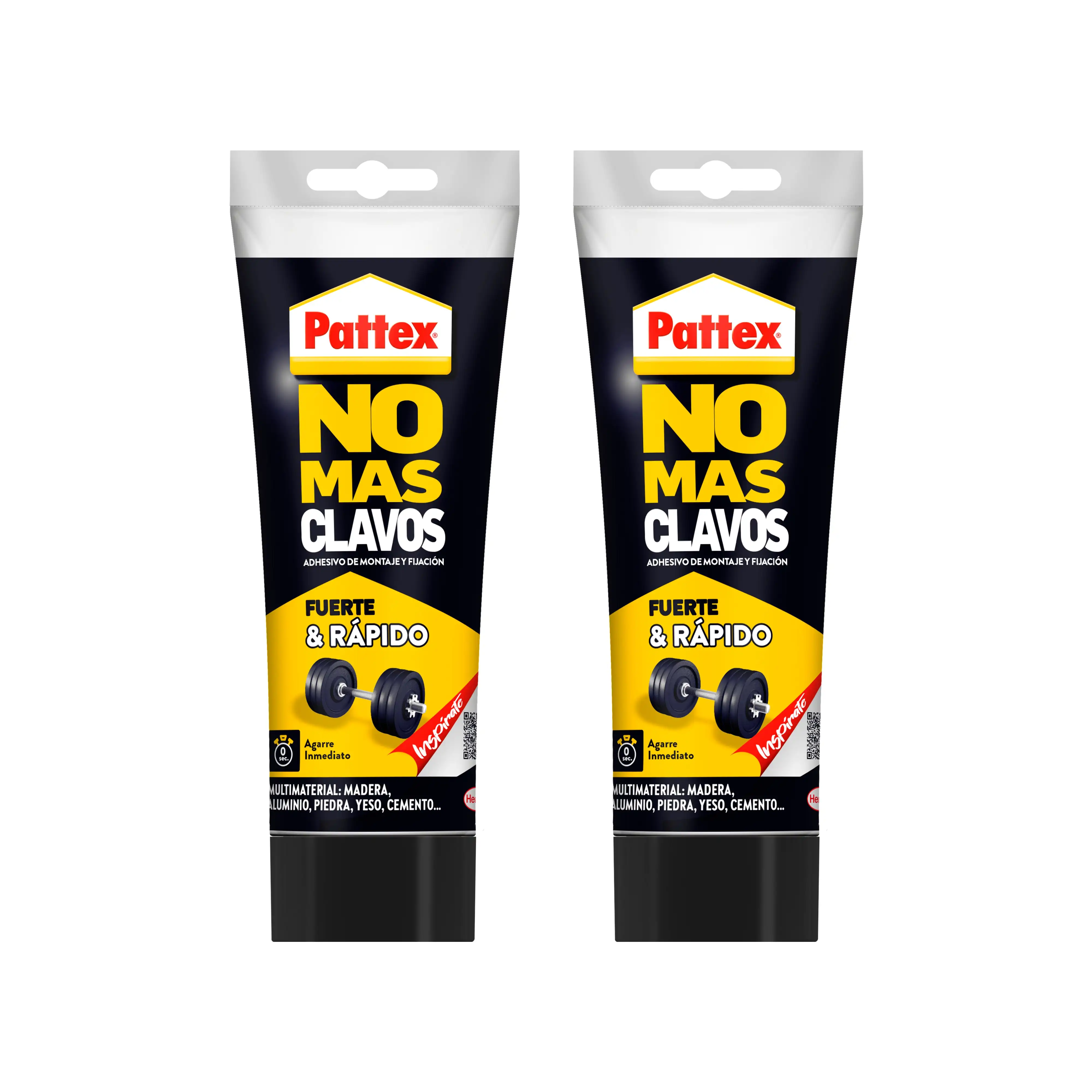 Pack de 2 Pattex No Más Clavos Original, adhesivo de montaje resistente, pegamento extrafuerte para madera, metal y más, adhesivo blanco instantáneo, 1 tubo x 250 g