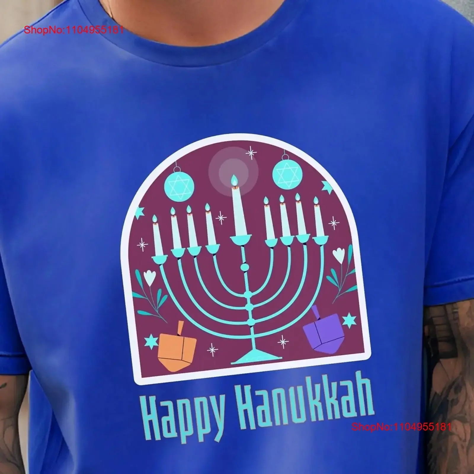 

Happy Hanukkah T Shirt Jewish holiday Menorah vintage Washed graphic fashion Stretched Breathable homme streetwear Comfortable