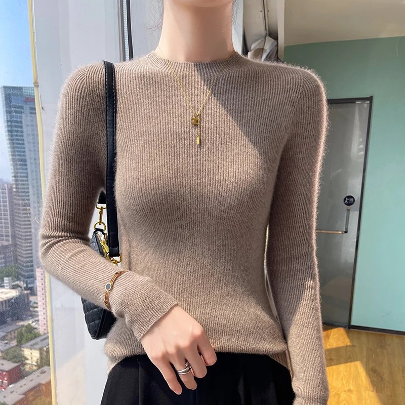 Solid color autumn and winter new 100% cashmere loose fashion cashmere sweater women's O-collar pullover warm bottom knit shirt